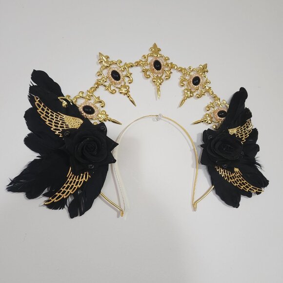 Golden halo with black roses, one size - Picture 5 of 5
